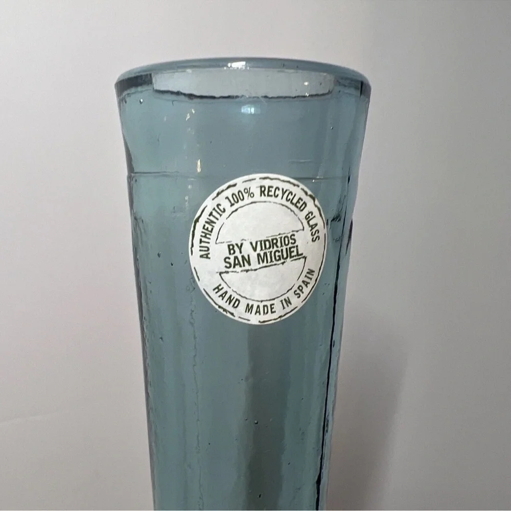 100% Recycled Glass Vase Handmade In Spain By Vidrios San Miguel Blue Bud 12”